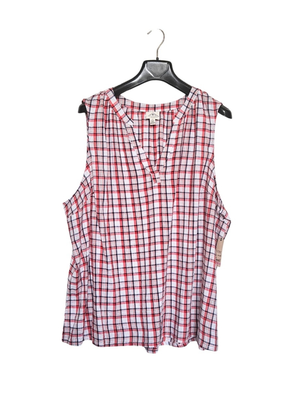 NWT St. John's Bay Women's Plus Size 3X Plaid Sleeveless V-Neck Tank